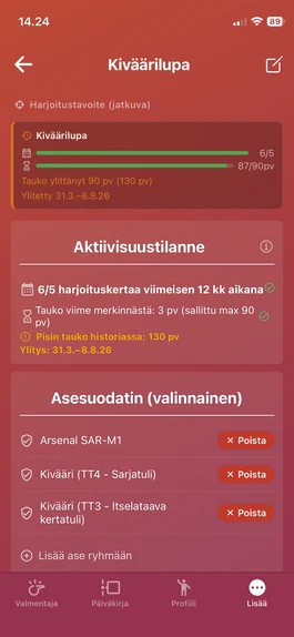 Harjoittelun aktiivisuusseuranta luparyhmissä